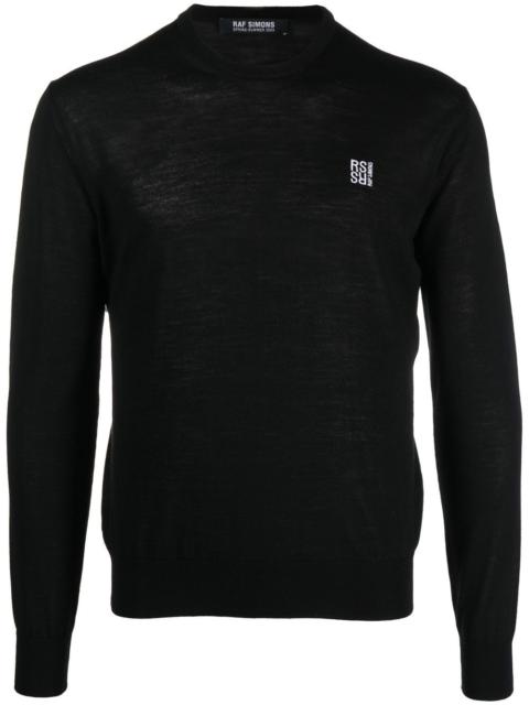 Raf Simons logo-embroidered fine-knit merino jumper