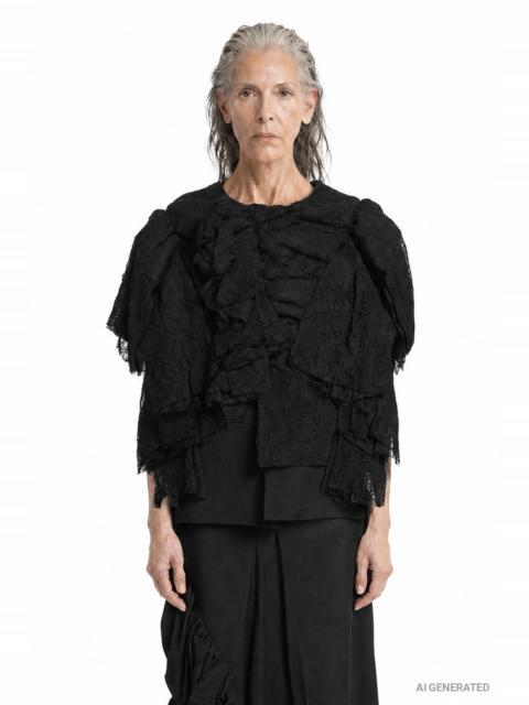 Comme Des Garçons Coated Lace Long Sleeve Top