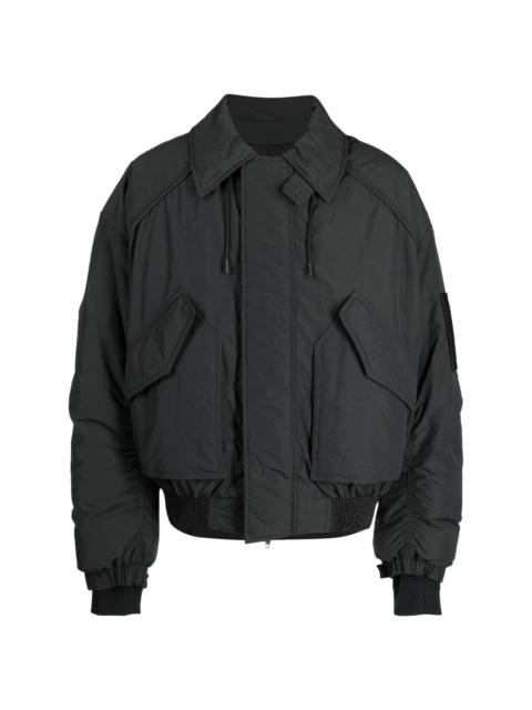 straight-point collar concealed-fastening bomber jacket
