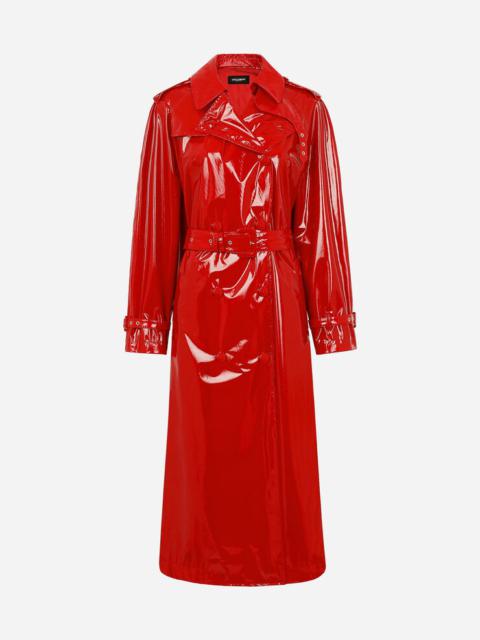 Patent leather trench coat