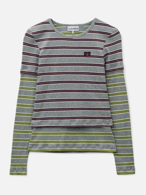 GANNI LONG-SLEEVE TOP IN DOUBLE STRIPE
