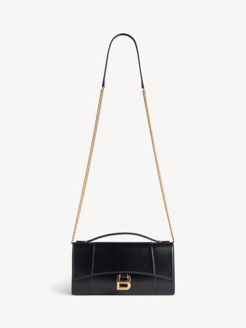 BALENCIAGA Women's Hourglass Pochette With Chain in Black
