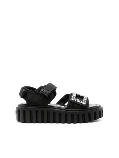 Roger Vivier crystal-buckle flatform sandals