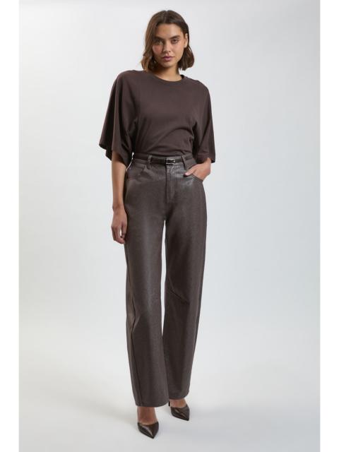 KAREN MILLEN Petite Metallic Denim Coated Barrel Jean