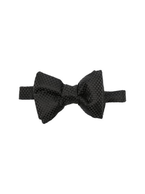 check-pattern silk bow tie