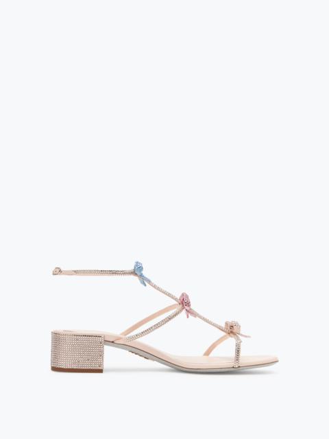 RENE CAOVILLA Caterina Peach Sandal With Multicolor Crystals 40