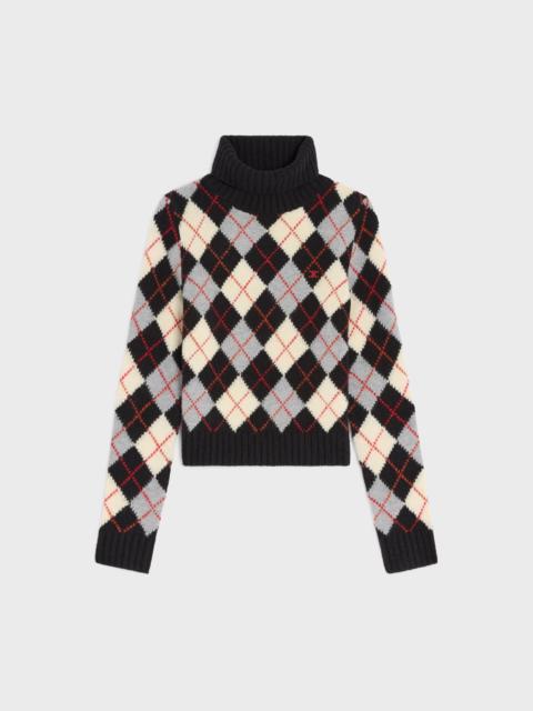 CELINE turtleneck sweater IN argyle wool