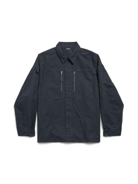 BALENCIAGA Men's Military Shirt in Dark Grey
