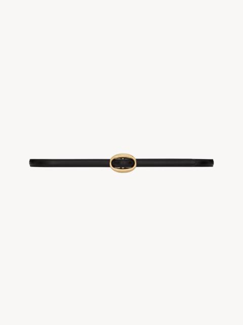 SAINT LAURENT oval buckle thin belt in smooth leather