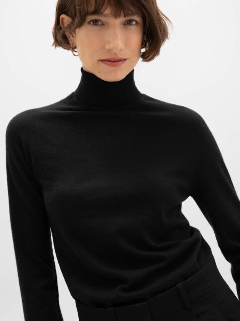 Johnstons of Elgin Superfine Cashmere Black Roll Neck