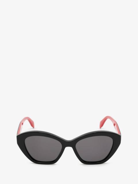 Alexander McQueen Selvedge Cat-eye Sunglasses in Black/red