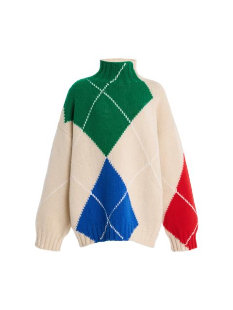 JW Anderson x Pringle of Scotland Oversized Argyle Wool Turtleneck Sweater multi