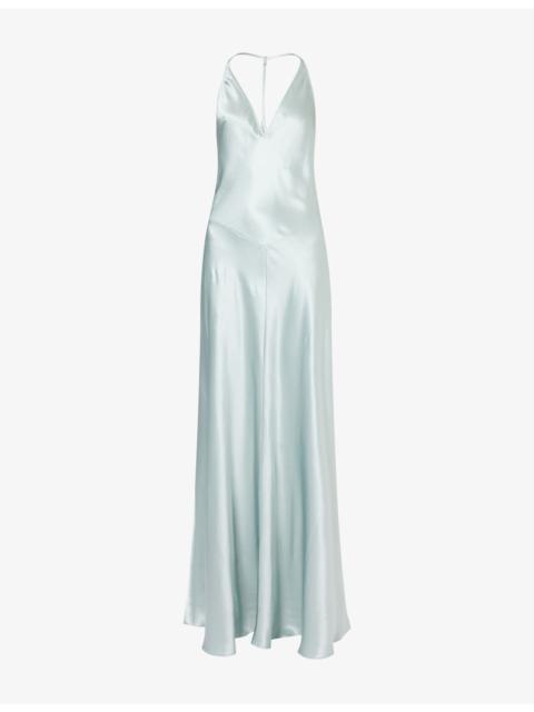 Reformation Lara V-Neck Silk Maxi Dress