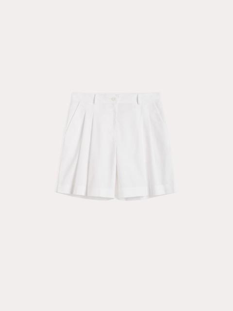 Pleated cotton-poplin shorts white