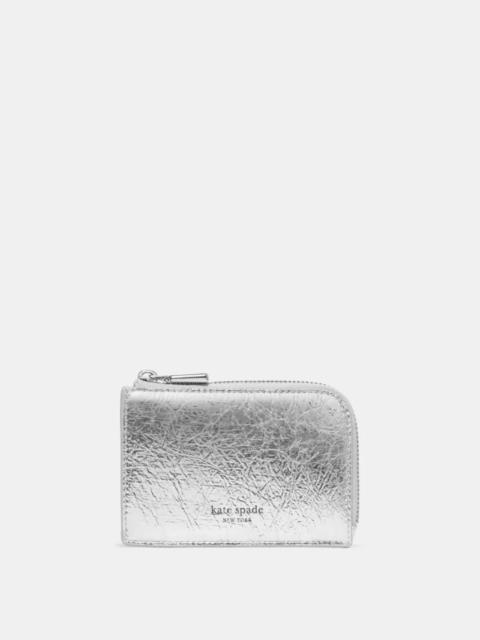 kate spade Crinkle Metallic Mini Zip Card Case