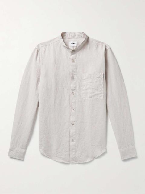 Eddie Grandad-Collar Linen Shirt