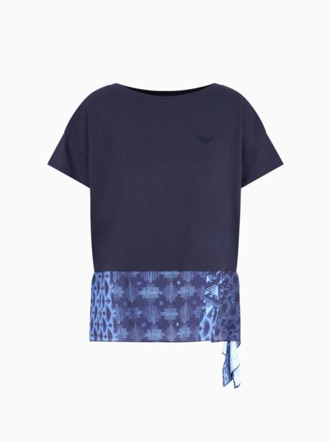 EMPORIO ARMANI COTTON JERSEY T-SHIRT WITH KNOT