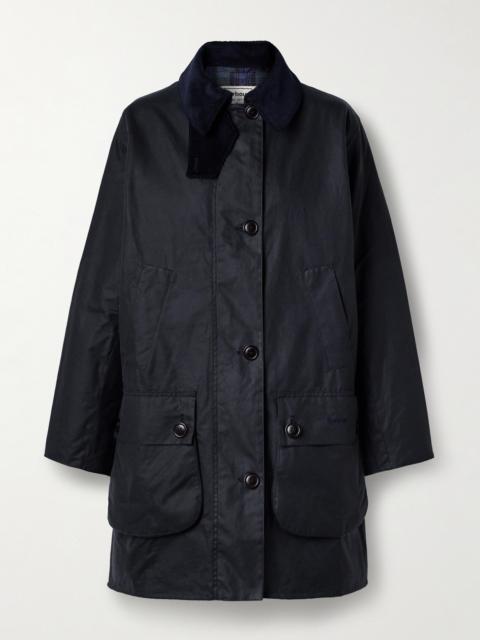 Barbour + Barbour The Edit By Alexa Loren Corduroy-trimmed Waxed-cotton Jacket