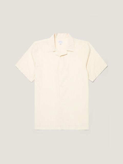 Sunspel Textured Stripe Camp Collar Shirt