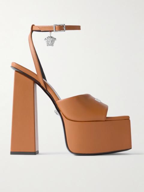 VERSACE Embellished Leather Platform Sandals