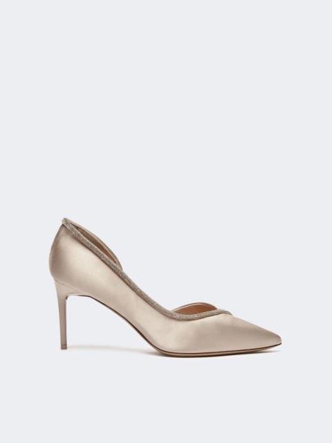 Max Mara PUMPCRYSTAL80 Crystal-adorned satin court shoes - BEIGE