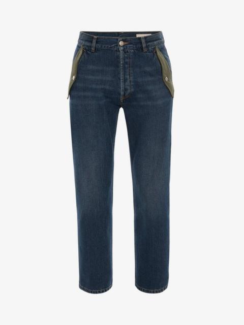 Alexander McQueen Hybrid Denim Jeans in Washed Blue