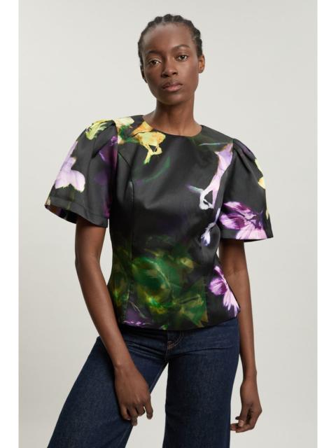 KAREN MILLEN Floral Print Twill Top