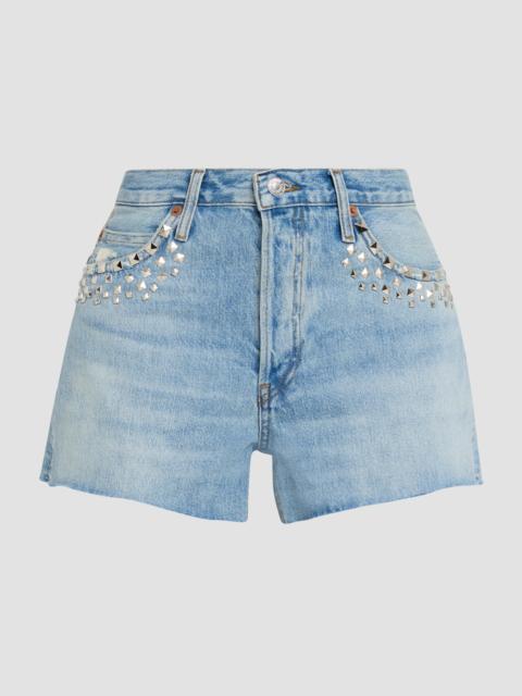 RE/DONE Women's The Breezy Studded Denim Shorts - Aged Worn Blue