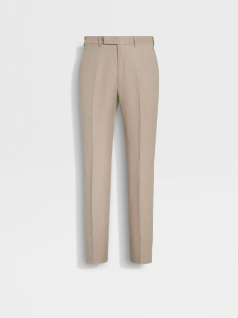 ZEGNA LIGHT TAUPE OASI LINO BLUE FLOWER PANTS