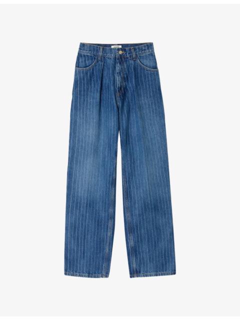 Sandro Wide-Leg Stripe Denim Jeans