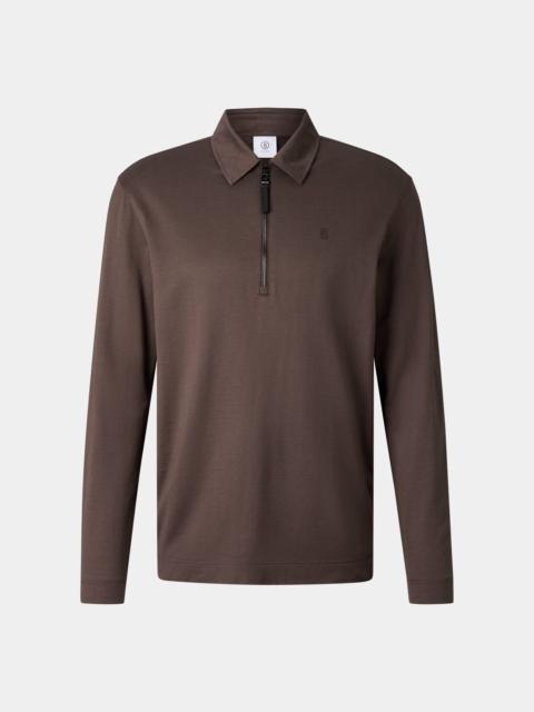 BOGNER Bailey polo long-sleeved top in Dark brown