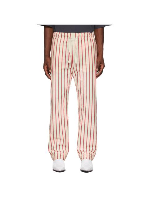 WALES BONNER Off-White & Red Stripe Kamau Pyjama Lounge Pants