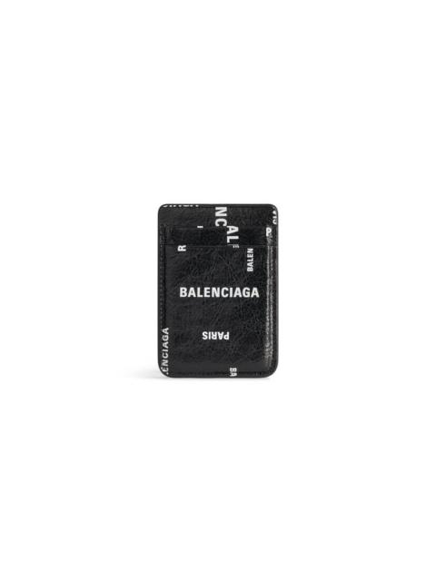 BALENCIAGA Men's Cash Magnet Card Holder Bal Paris Allover in Black