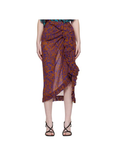 Dries Van Noten Purple & Orange Sina Midi Skirt