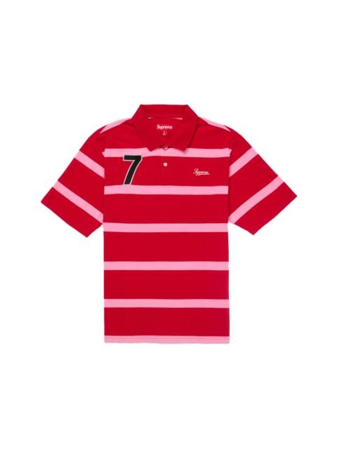 Supreme Cursive Polo Red Stripe