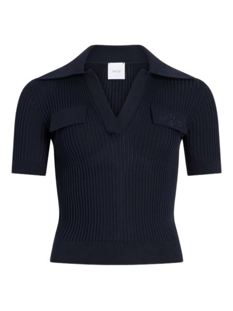 PATOU logo-embroidered top