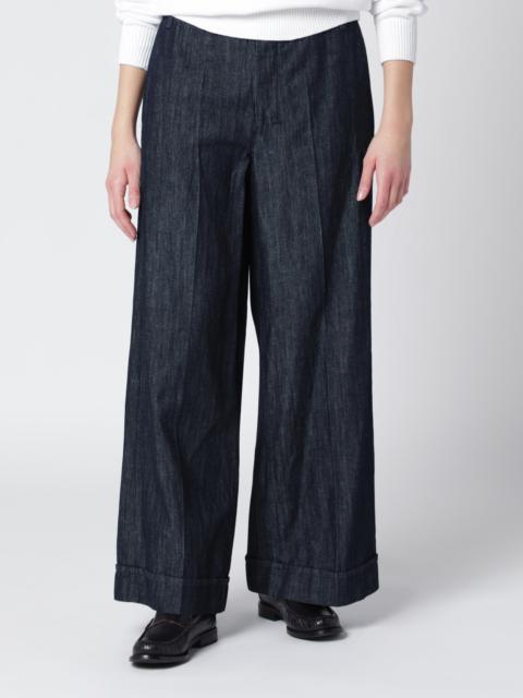 'S Max Mara Straight navy blue cotton and linen denim trousers