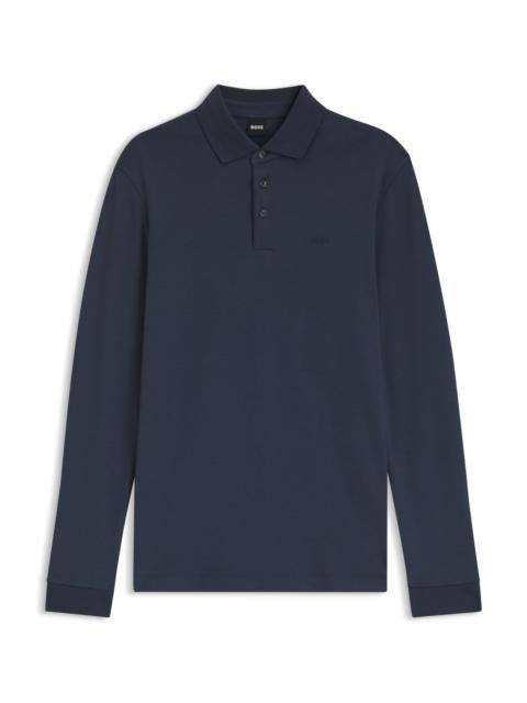 BOSS LONG-SLEEVED POLO SHIRT IN INTERLOCK COTTON WITH LOGO