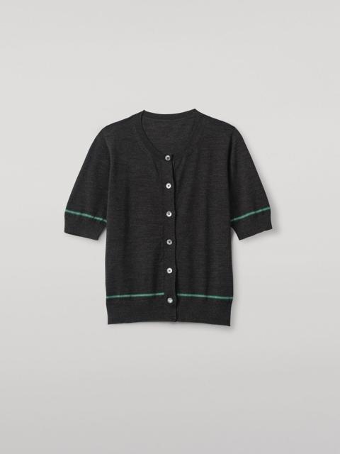 Johnstons of Elgin Brae Dark Grey Merino Short Sleeve Cardigan