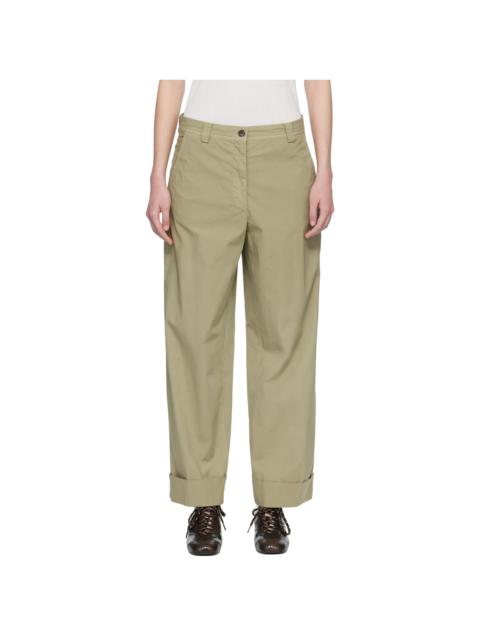 Dries Van Noten Beige Stretch Cotton Trousers