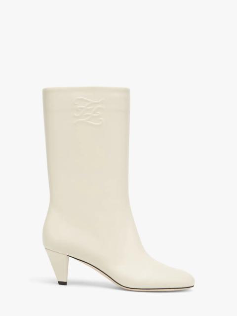 FENDI White leather boots with medium heel