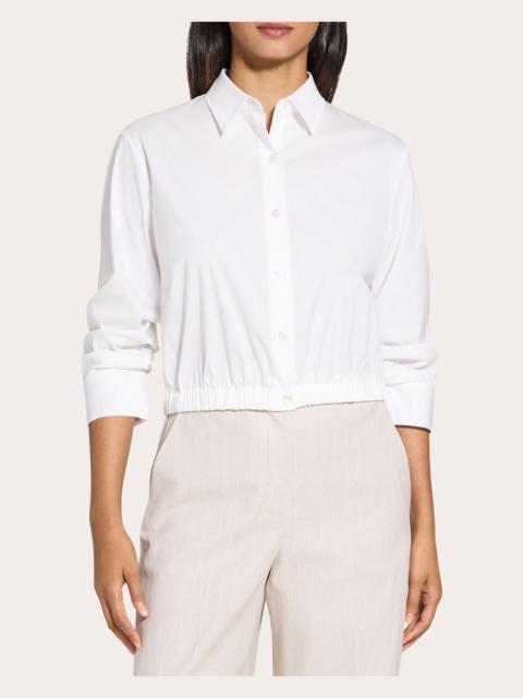 Theory Gathered-Sleeve Cinched Button-Up