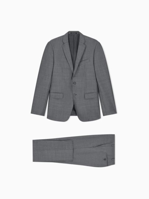 EMPORIO ARMANI LINED SUIT IN VIRGIN WOOL WITH BASKET WEAVE EFFECT
