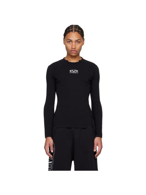 VETEMENTS♡ OVAL LOGO CUT-UP LONGSLEEVE VETEMENTS: Black Oval Logo Cut-Out T-shirt | SSENSE