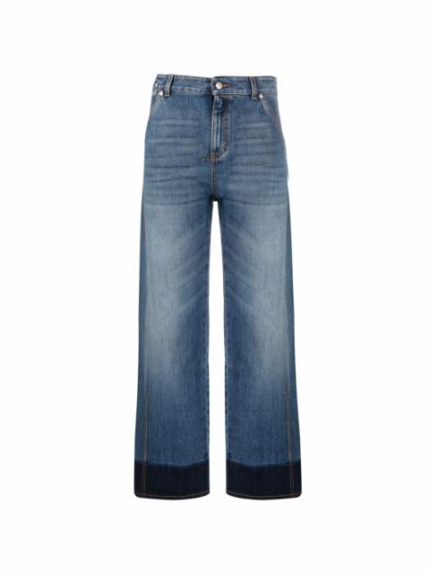 two-tone straight-leg jeans