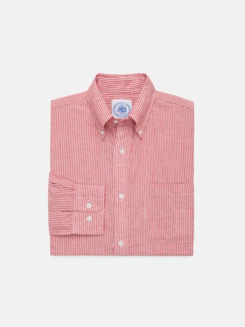 J. PRESS STRIPED CHAMBRAY SPORT SHIRT - CLASSIC FIT