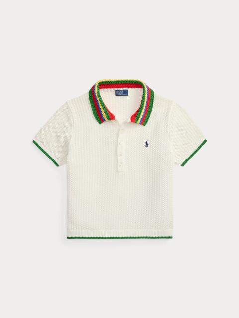 Polo Ralph Lauren Striped-Collar Pointelle Polo Shirt