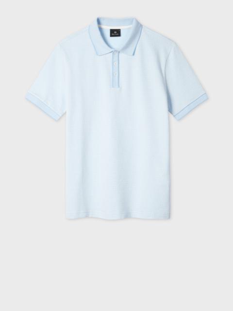 Light Blue Geo Mercerised Cotton Polo Shirt