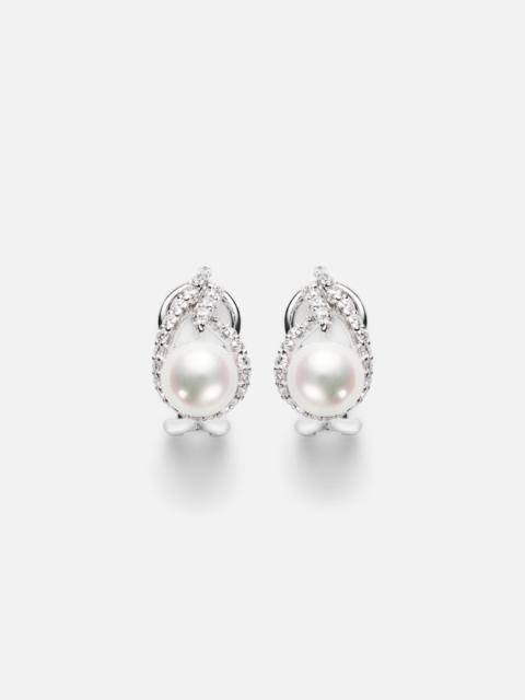 MIKIMOTO 18kt white gold earrings with pearls and diamonds