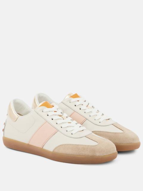 Tabs suede-trimmed leather sneakers